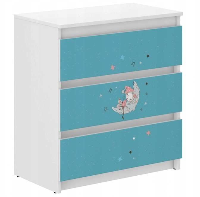 Kommode für Kinderzimmer mit Nachthimmelmotiv 76x40x70 cm