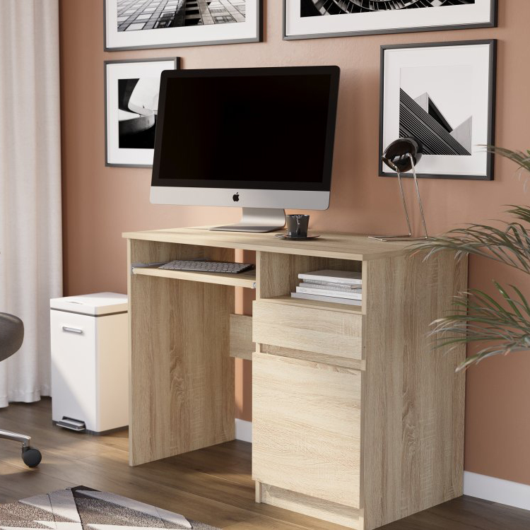 Birou de scris modern cu dulap 90x50 cm - diverse variante de culori - Culoare: Alb