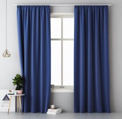 Temno modra narejena zavesa 140 x 250 cm