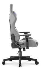 Herné ergonomické kreslo HC-2002 s nosnosťou 150 kg - sivé s fialovými detailmi