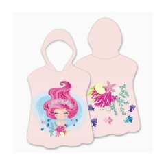 Poncho da spiaggia per bambini rosa con sirena