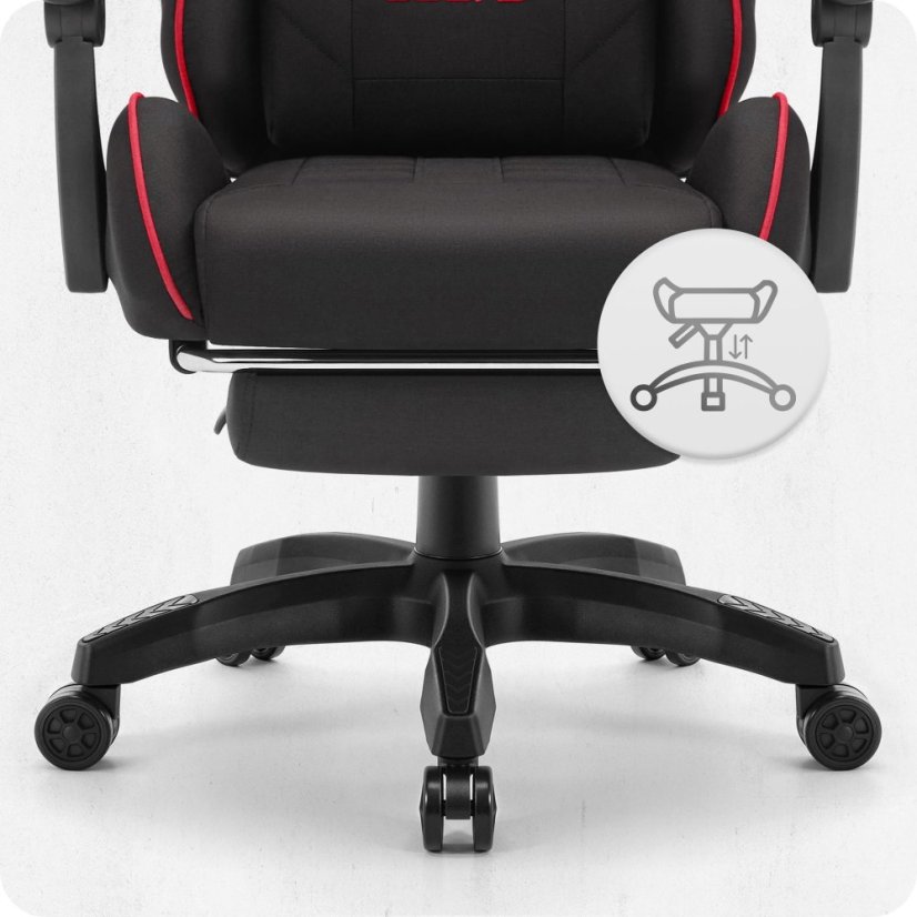 CABRO C501 gamerska stolica s osloncem za noge, do 150 kg, crna i crvena