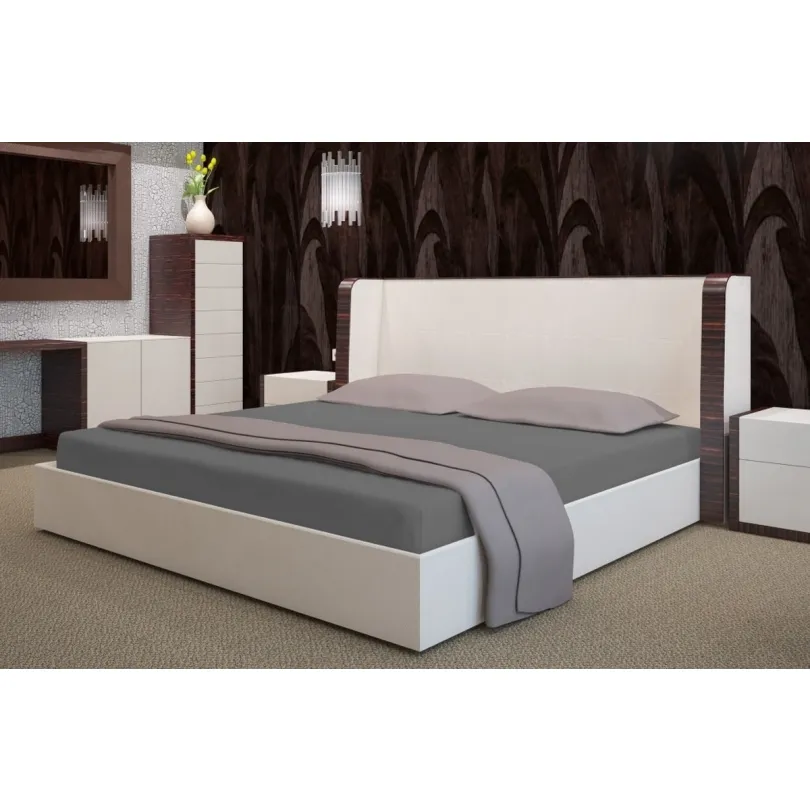 Froté plachta na posteľ s gumkou - grafitová