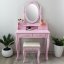 Moderni toaletni stolić sa stolčićem u ružičastoj boji