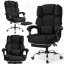 Ergonomischer Bürostuhl mit Fußstütze und Massage - schwarzer Stoff