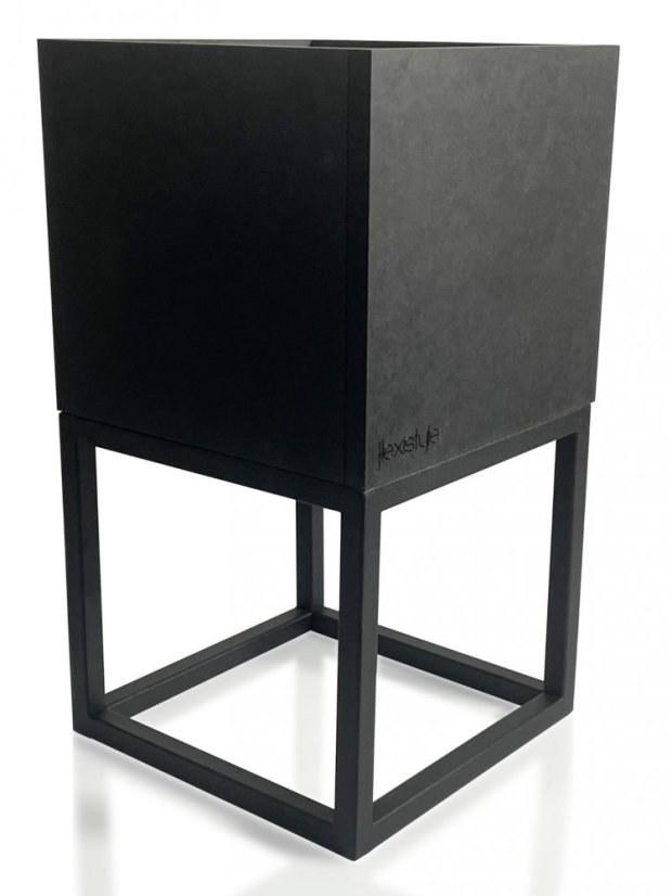 Ghiveci subțire și minimalist din metal negru 22X22X40 cm