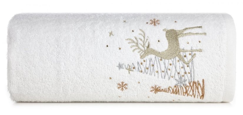 Bavlnený vianočný uterák biely s jelenčekom