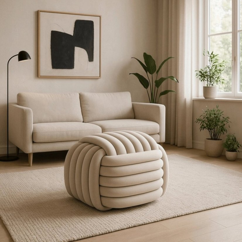 Pouf tricotat din catifea MAGMA - diverse modele de culori