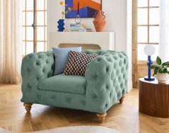 Prošívané luxusní sametové křeslo do obývacího pokoje - dostupné v různých barvách