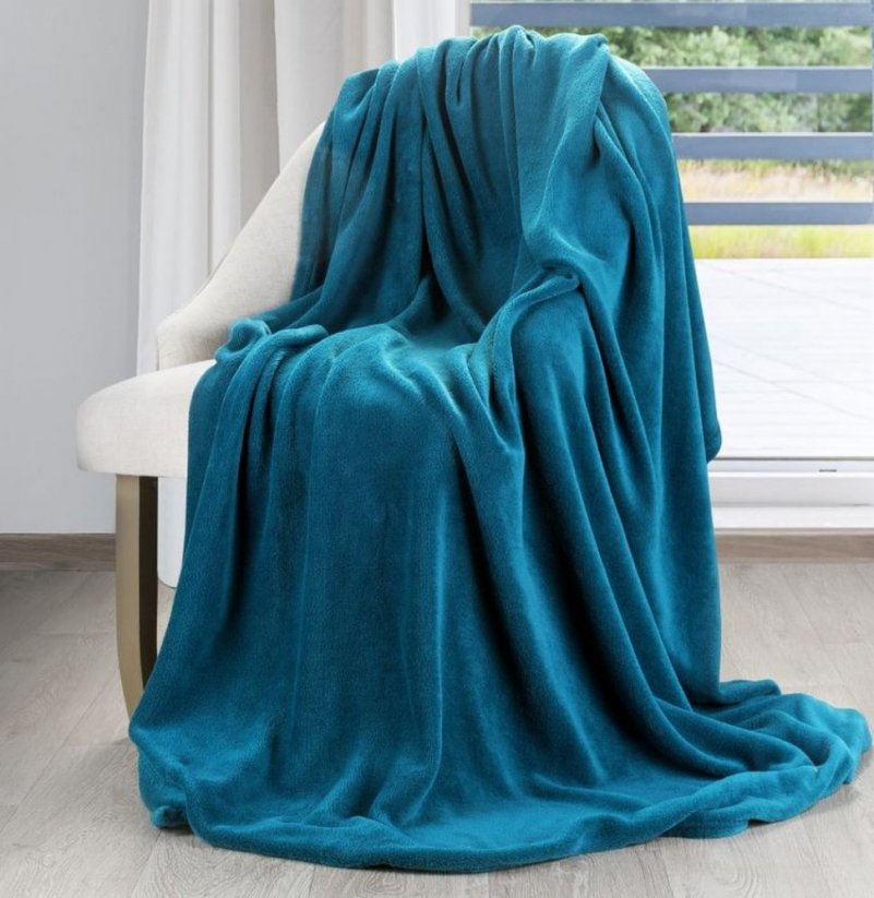 Kvalitná jednofarebná deka tyrkysovej farby