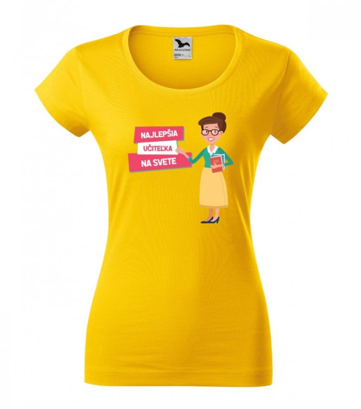 Dámske tričko s krátkym rukávom pre najlepšiu učiteľku - Farba: Žltá, Veľkosť: XL