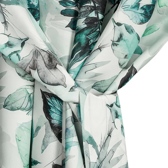 Vonkajší vodeodolný záves do altánku  - biely s motívom zelených listov