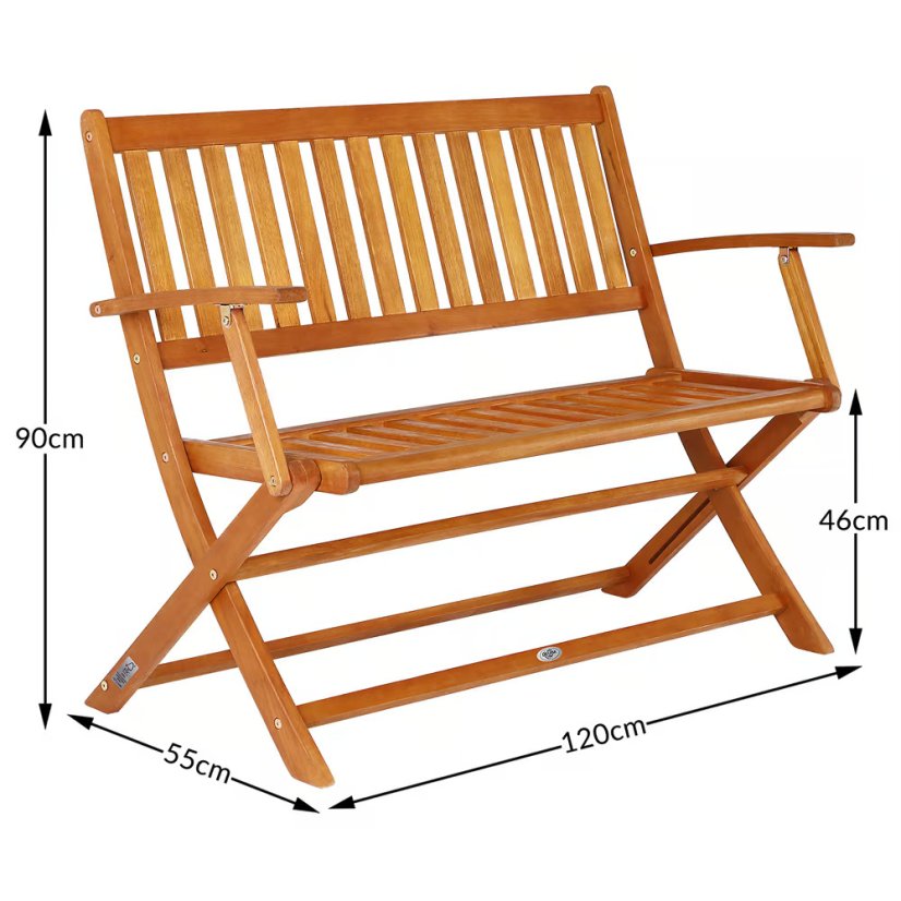 Sklopiva vrtna klupa od eukaliptusovog drveta - 120 cm