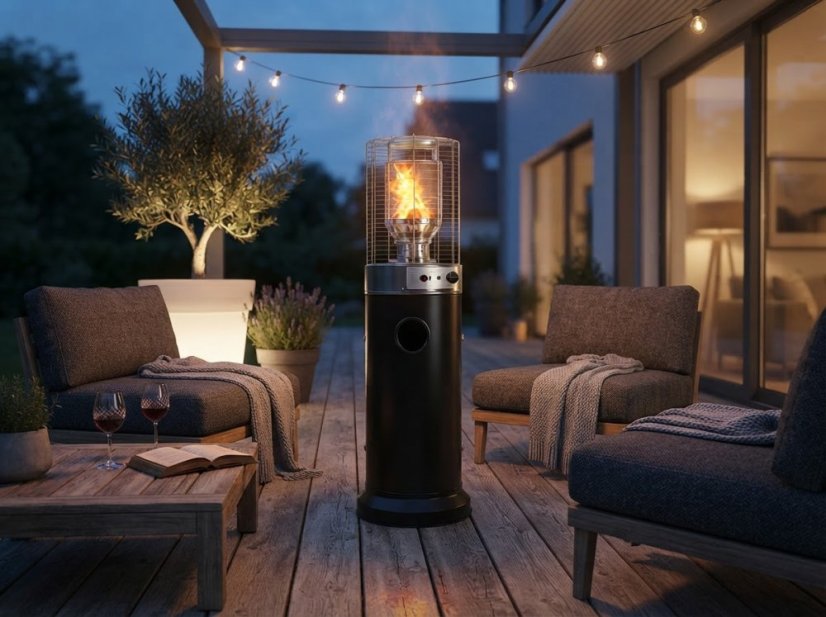 13kW plynový zahradní a terasový ohřívač – 136 cm, černý