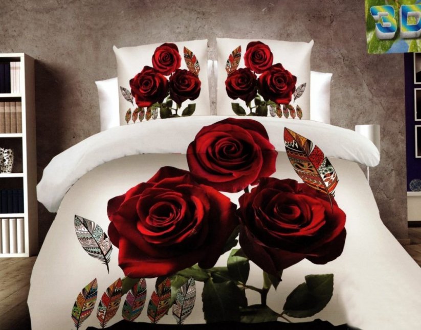 Šedé posteľné obliečky s motívom ruží