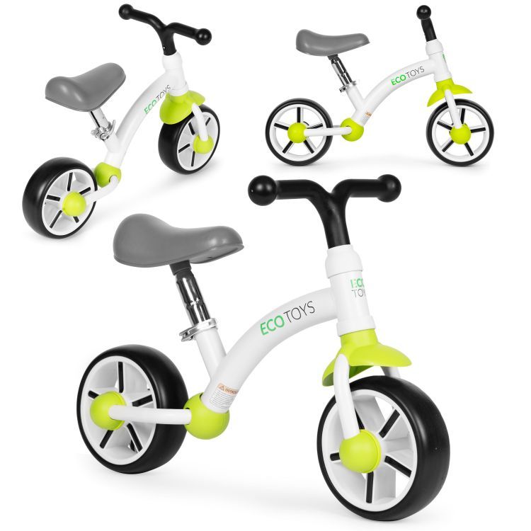 Dječji bicikl bez pedala ECOTOYS - Boja: Bijelo-crna