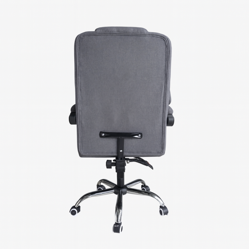 Ergonomska uredska stolica s osloncem za noge i masažom - siva tkanina