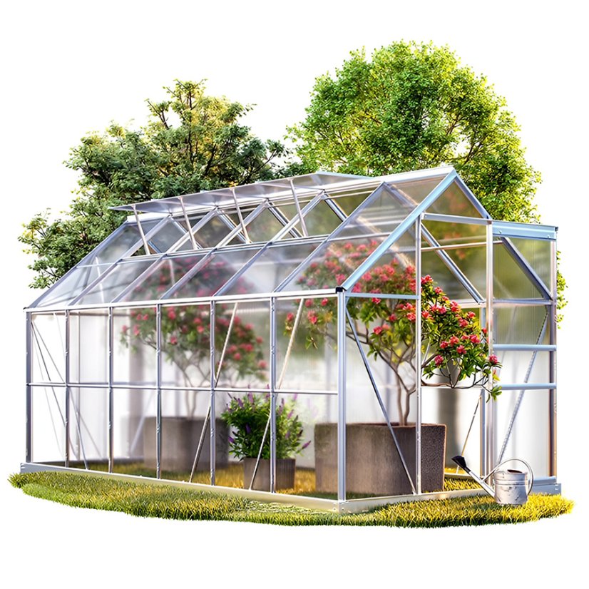 Polycarbonat-Gewächshaus 380 cm x 190 cm x 195 cm - 7,22m2