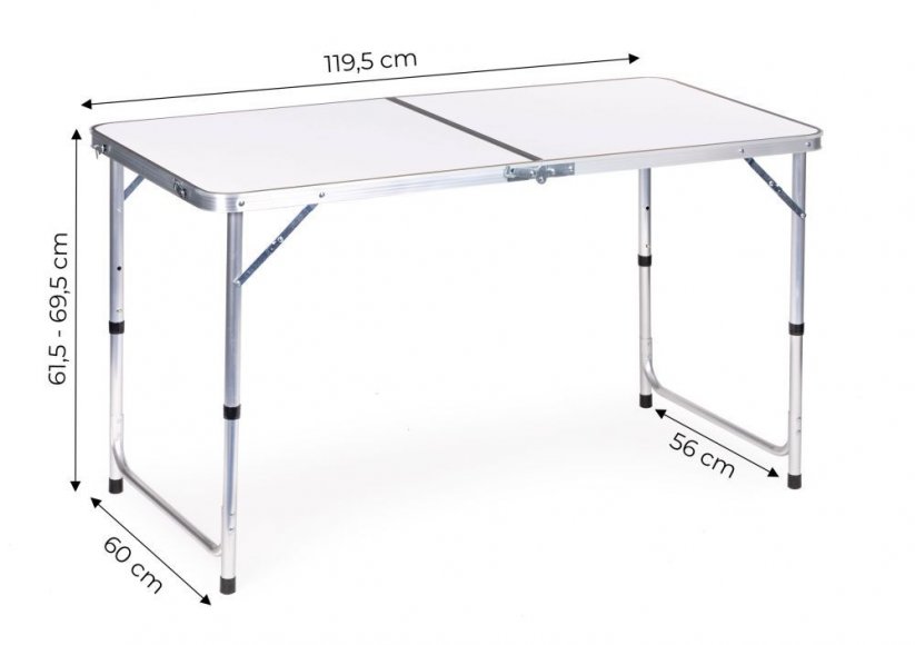 Skládací cateringový stůl 119,5x60 cm bílý