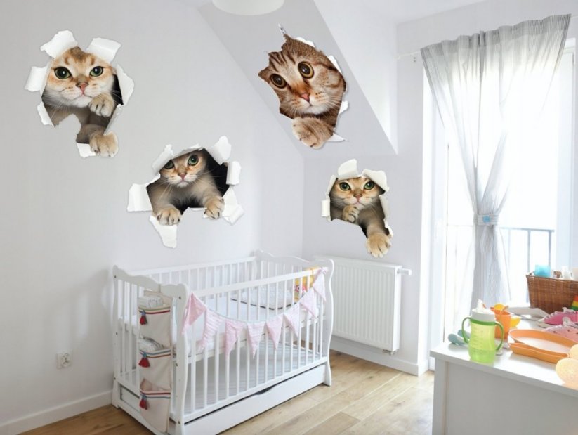 Adesivo da parete per bambini con adorabile gattino