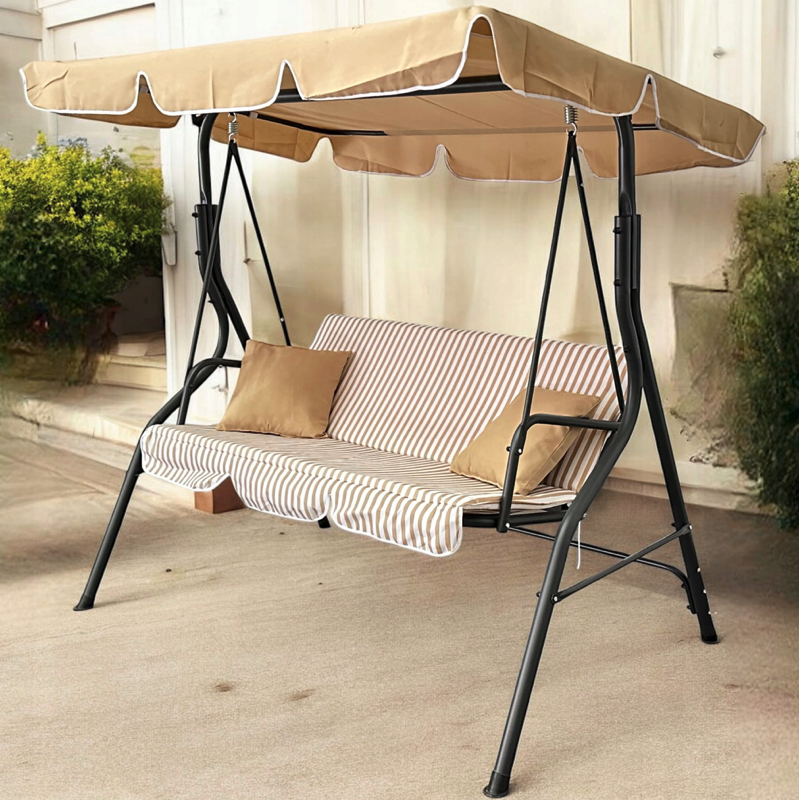 Záhradná hojdačka pre 3 osoby – béžová