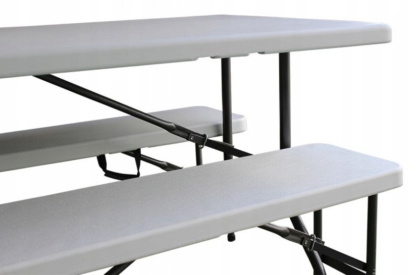 2 kusy cateringových skládacích laviček v bílé barvě 180 cm