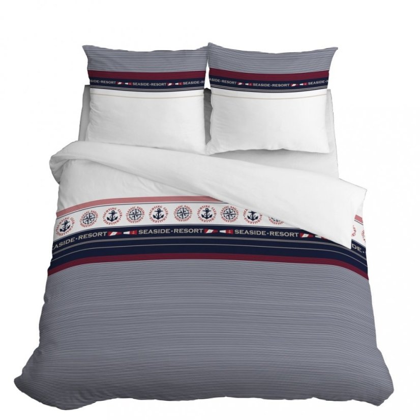 Posteľná bielizeň z bavlneného saténu s pruhovaným námorníckym vzorom