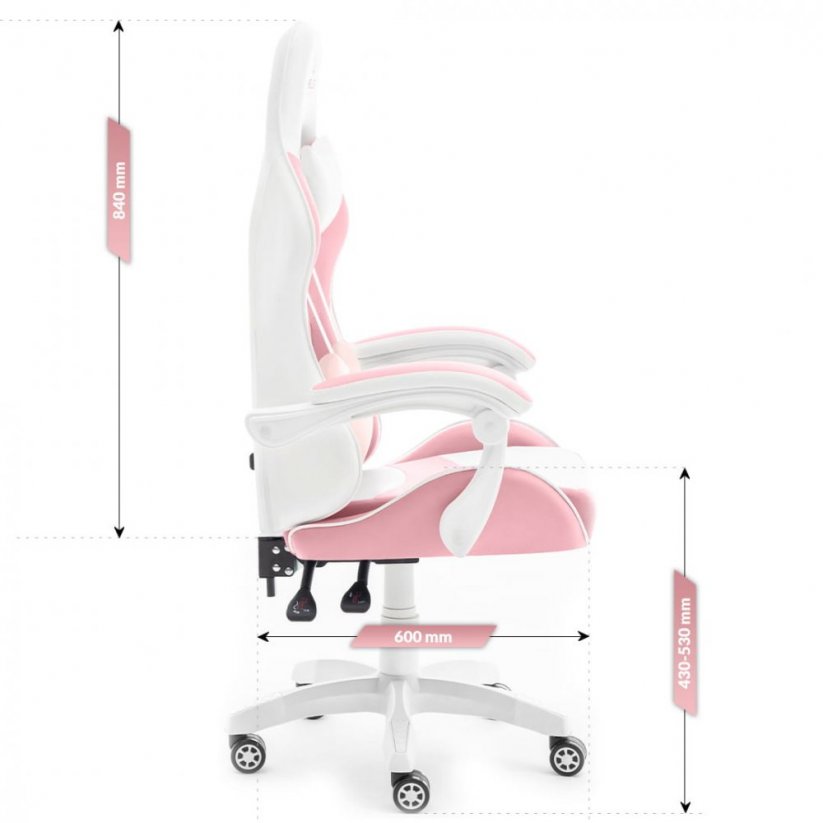 Геймърски стол Rainbow розово-бял