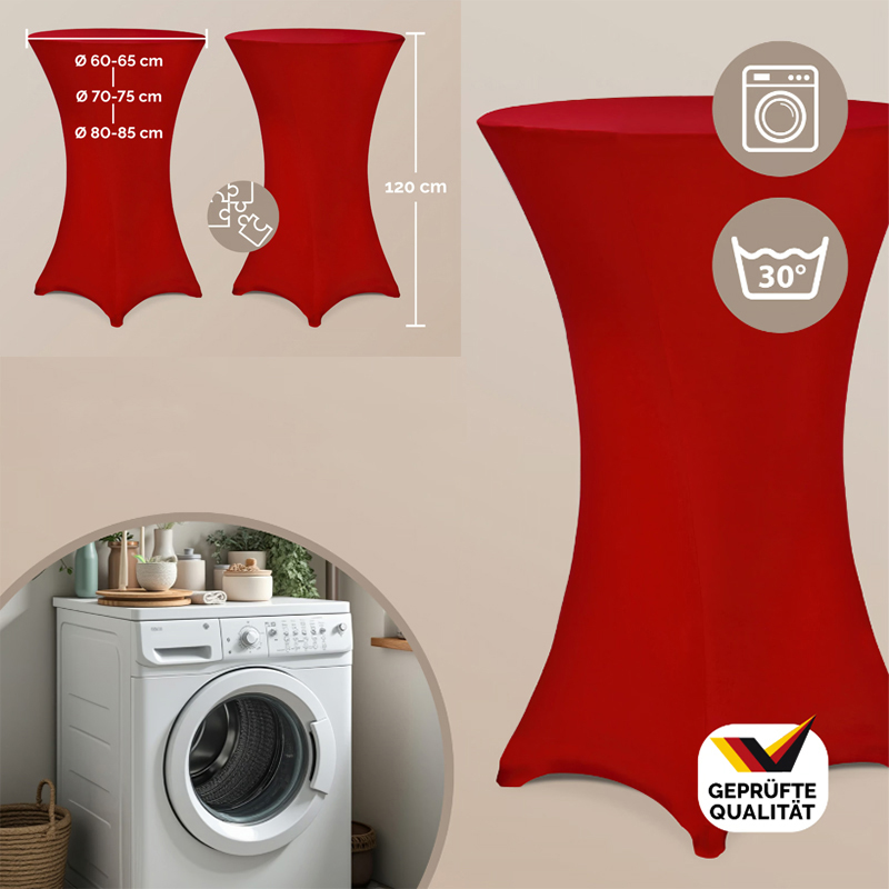 Elastische Tischdecke für Stehtisch - burgunderrot