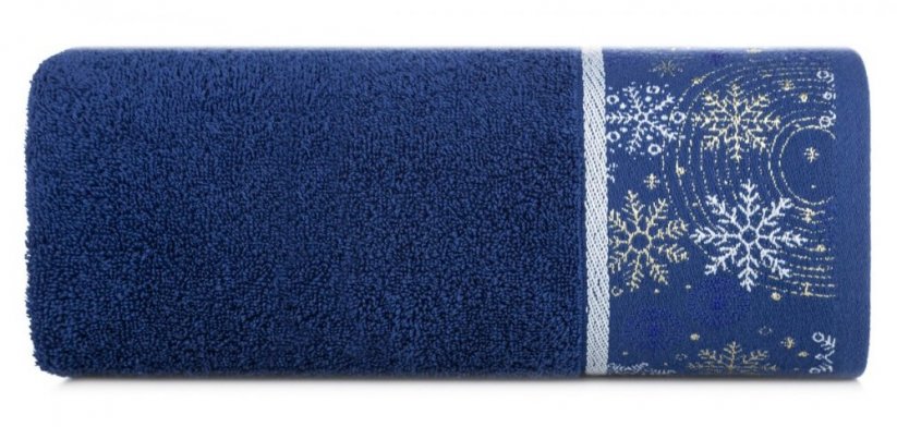 Bavlnený modrý uterák s vianočnou výšivkou - Rozmer: Šírka: 50 cm | Dĺžka: 90 cm