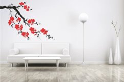 Adesivo murale per interni ramo con fiori in fiore
