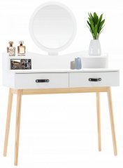 Bijeli skandinavski toaletni stol s ogledalom