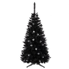 Albero di Natale nero con decorazioni 220 cm
