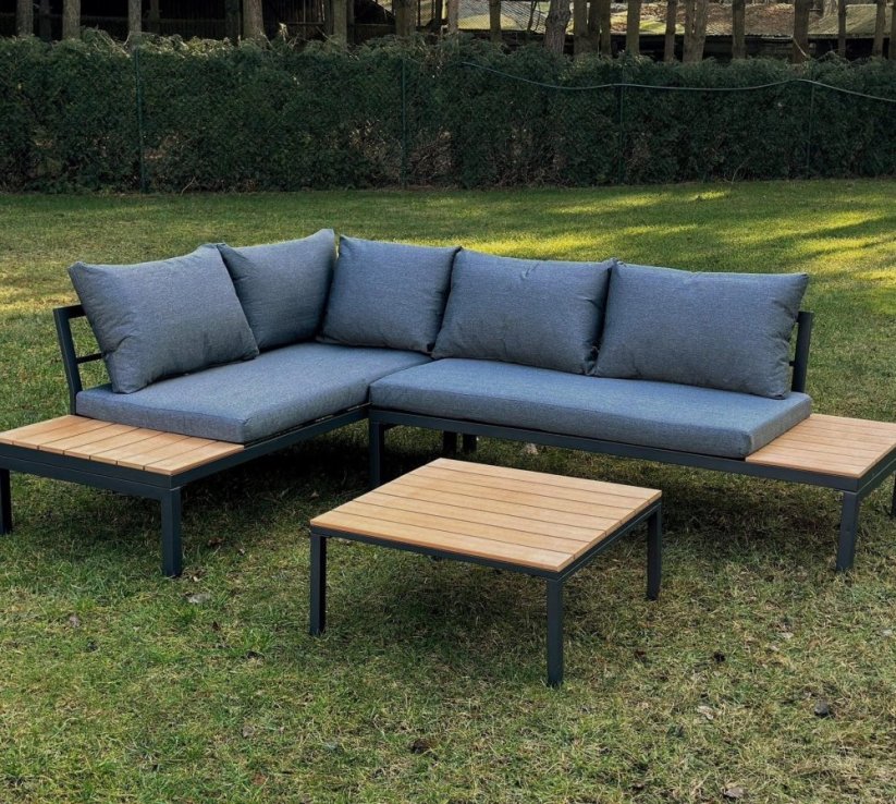 Záhradný rohový set - hnedý