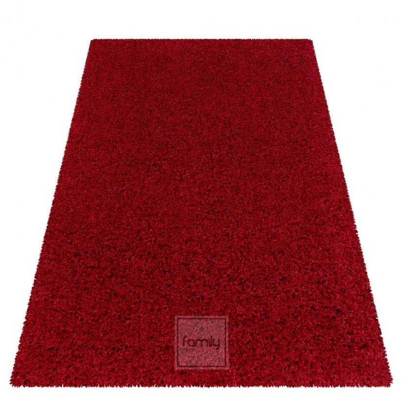 Hochwertiger Burgunder-Teppich mit hohem Flor