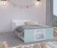 Biela detská posteľ s mentolovým motívom myšiek 160 x 80 cm