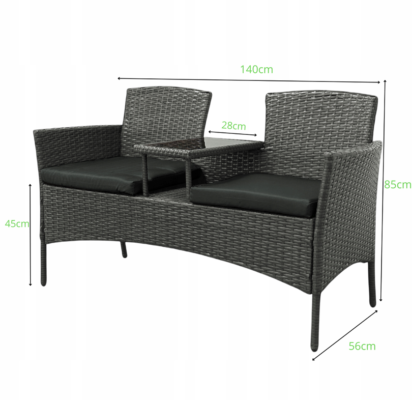 Garten-Rattan-Garnitur NM-03 - grau + graue Kissen