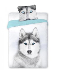 Originální bílé ložní povlečení s motivem HUSKY
