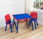 Modro červený detský drevený stôl so stoličkami