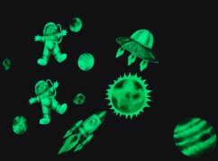 Kouzelné světelné samolepky pro děti - astronaut, planeta a raketa