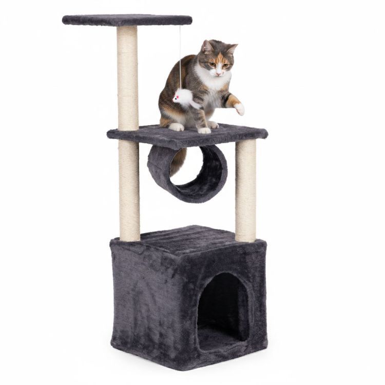 Tiragraffi per gatti, albero per gatti con tunnel 94 cm