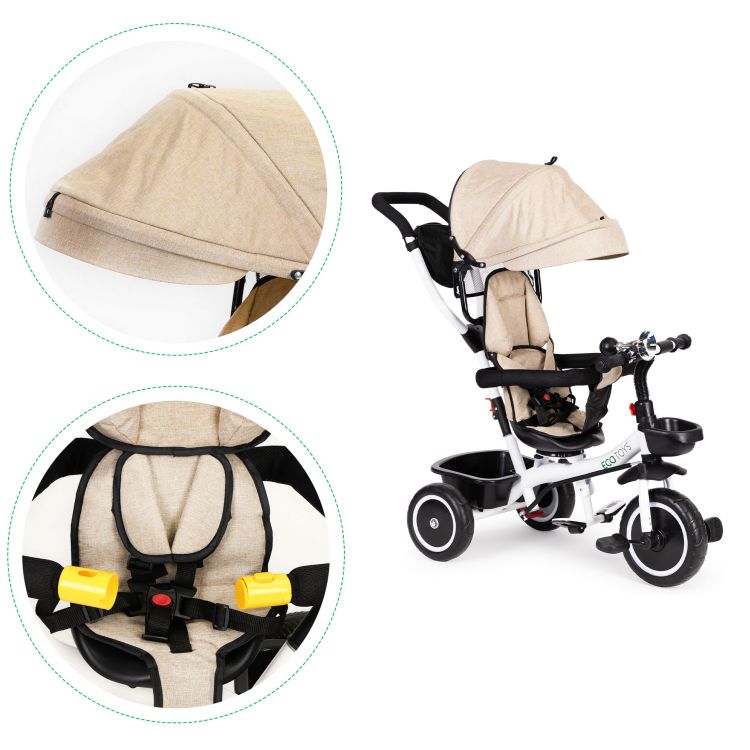 Dreirad, Kinderwagen in beige ECOTOYS