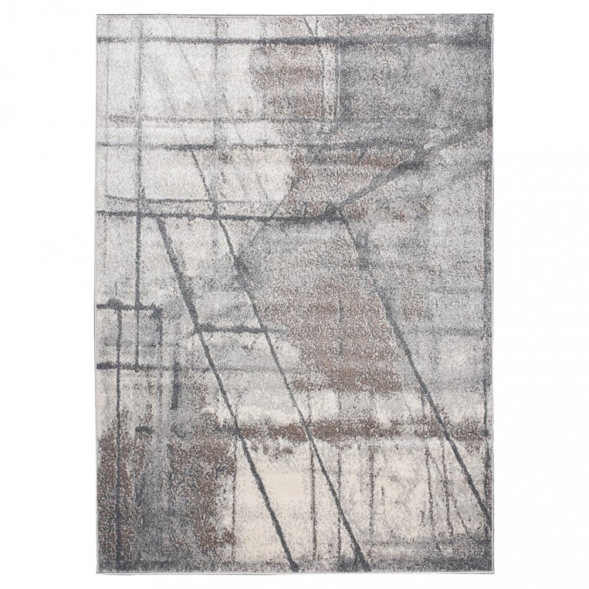 Beige-grauer Designteppich mit abstraktem Muster 