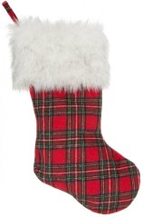 Karierte Weihnachtsstiefel mit Fell
