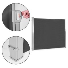 Copertină laterală antracit pentru terasă și balcon - rulou retractabil, protecție împotriva vântului și a soarelui