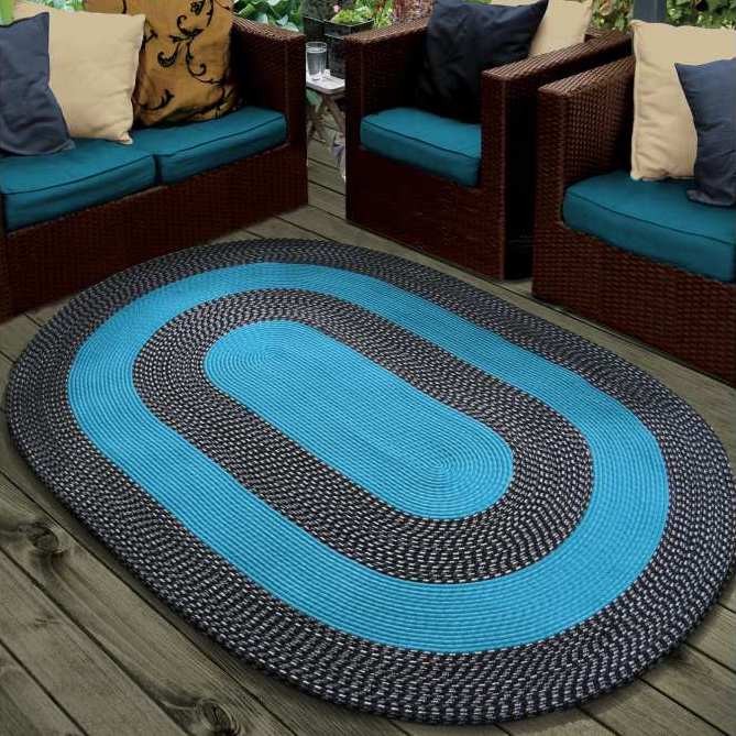 Šnúrkový koberec v tyrkysovej farbe ovál