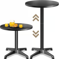 Tavolo da bar regolabile in altezza Ø60 cm - 70/115 cm, nero