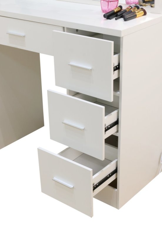 Veľký toaletný stolík biely s osvetlením 80 x 40 x 110cm