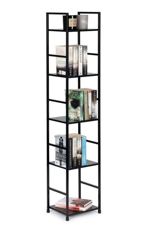 Keskeny polc 5 polccal - fekete