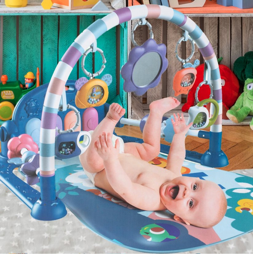 Gyermek játéktakaró - kék oktató szőnyeg játékokkal, fénnyel és dallamokkal